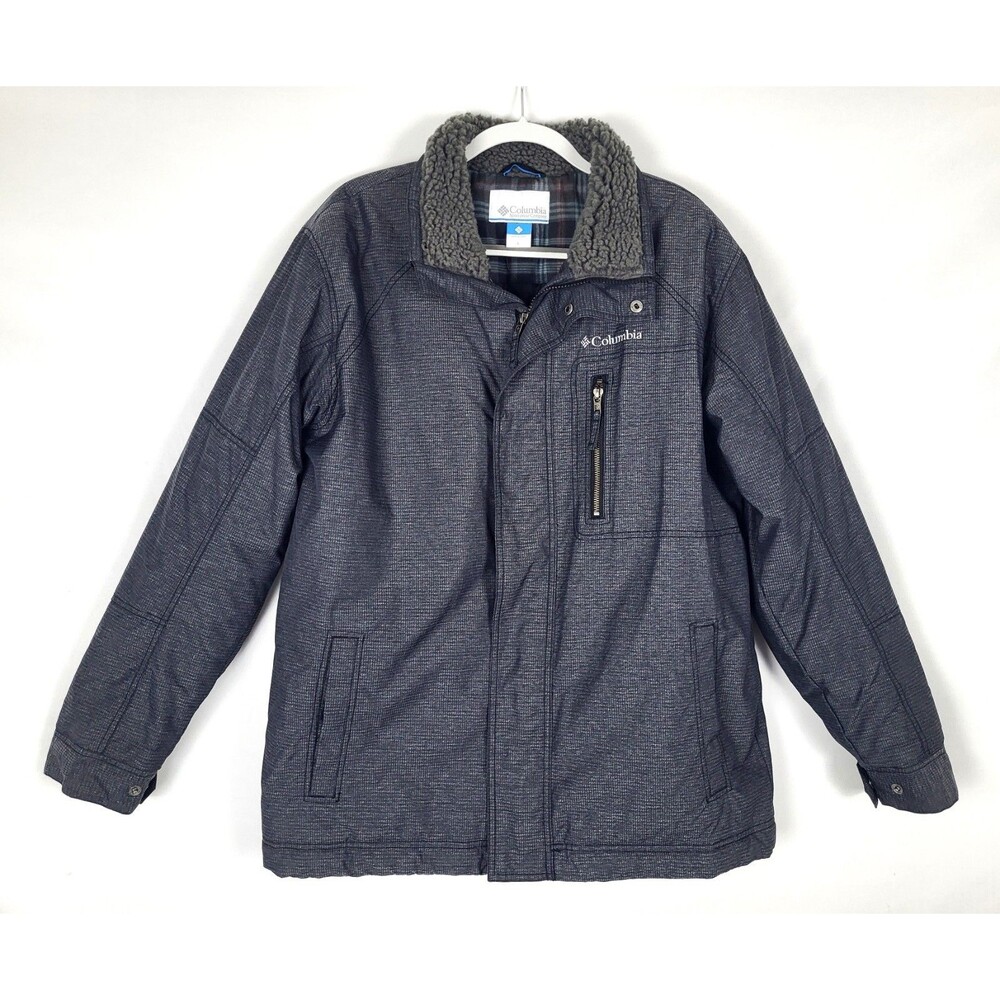 Columbia Mens Winter Jacket Coat Sherpa Collar Size Large Dark Gray